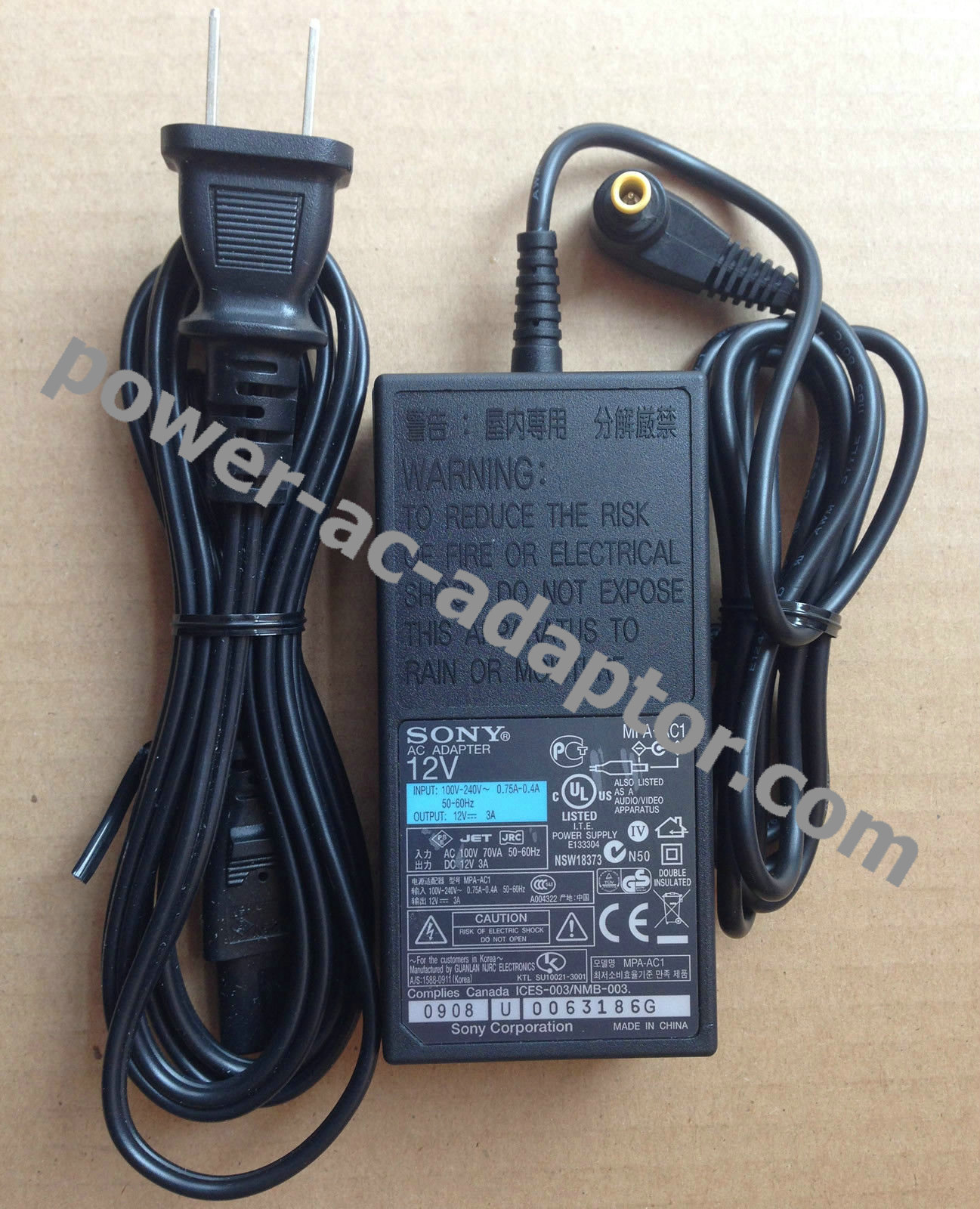 Original NEW slim 12V 3A Sony MPA-AC1 DRX-530UL AC Adapter